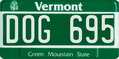 VT license plate DOG695