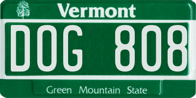 VT license plate DOG808