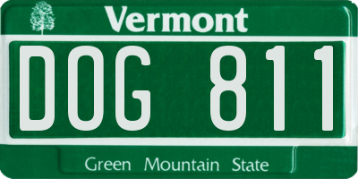 VT license plate DOG811