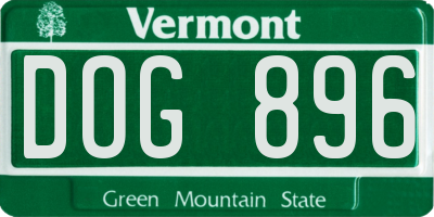 VT license plate DOG896