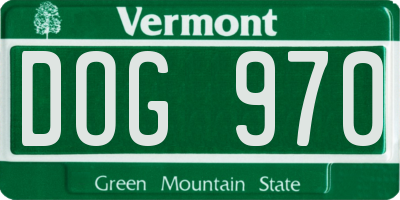 VT license plate DOG970