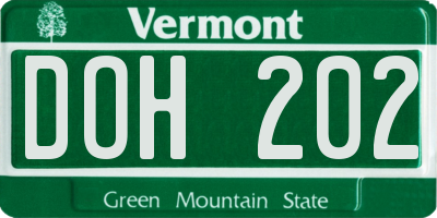 VT license plate DOH202