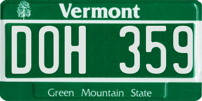 VT license plate DOH359