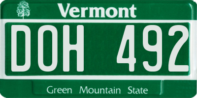 VT license plate DOH492