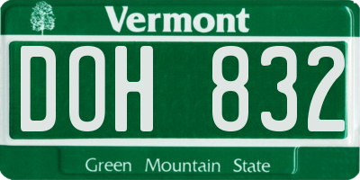 VT license plate DOH832