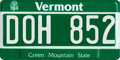 VT license plate DOH852