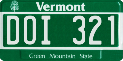 VT license plate DOI321