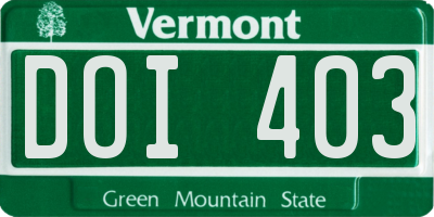 VT license plate DOI403