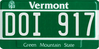 VT license plate DOI917