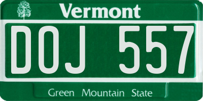VT license plate DOJ557