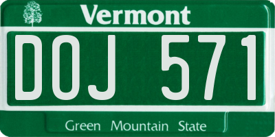 VT license plate DOJ571