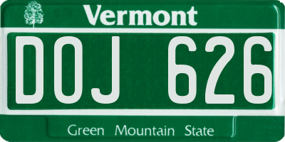 VT license plate DOJ626