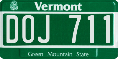 VT license plate DOJ711