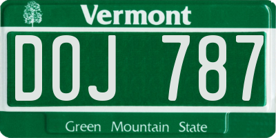 VT license plate DOJ787
