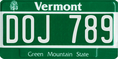 VT license plate DOJ789
