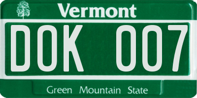VT license plate DOK007