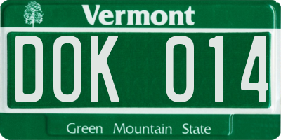 VT license plate DOK014