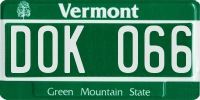 VT license plate DOK066
