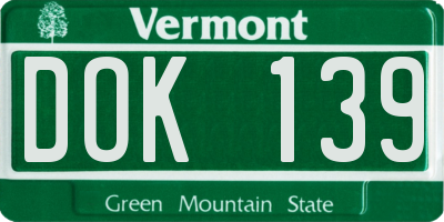VT license plate DOK139