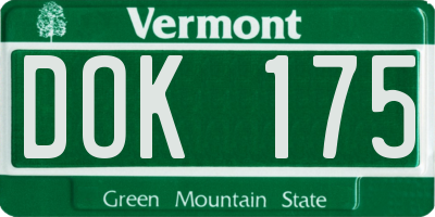 VT license plate DOK175