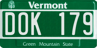 VT license plate DOK179