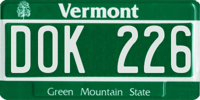 VT license plate DOK226