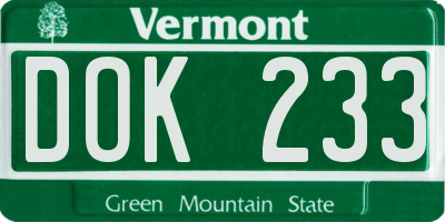 VT license plate DOK233