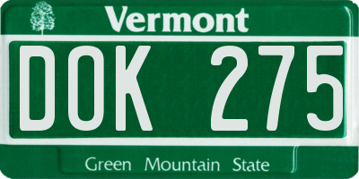 VT license plate DOK275