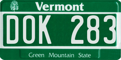 VT license plate DOK283