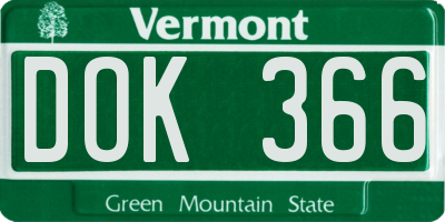 VT license plate DOK366
