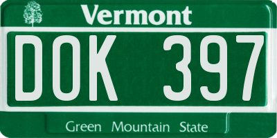 VT license plate DOK397
