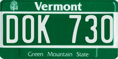 VT license plate DOK730