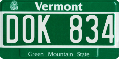 VT license plate DOK834