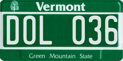 VT license plate DOL036