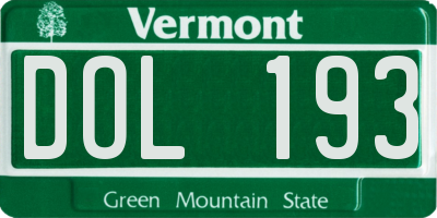 VT license plate DOL193
