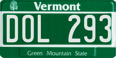 VT license plate DOL293