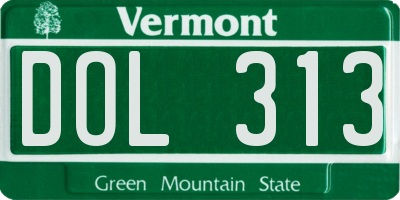VT license plate DOL313
