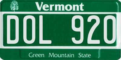 VT license plate DOL920