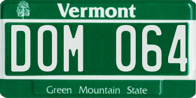 VT license plate DOM064