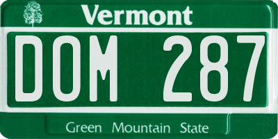 VT license plate DOM287