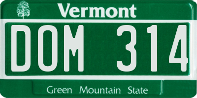 VT license plate DOM314