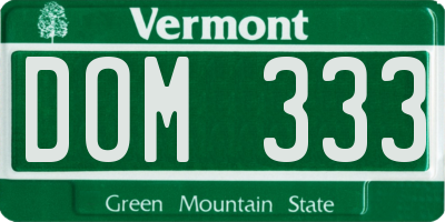 VT license plate DOM333