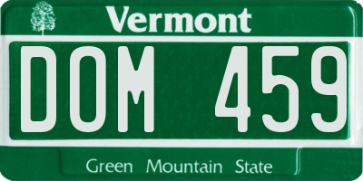 VT license plate DOM459