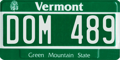 VT license plate DOM489