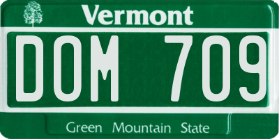 VT license plate DOM709