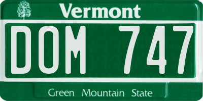 VT license plate DOM747