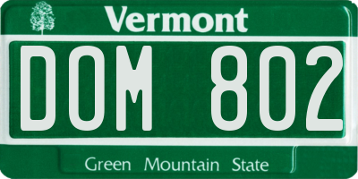 VT license plate DOM802