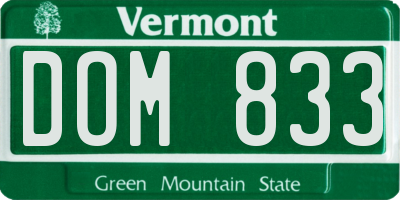 VT license plate DOM833