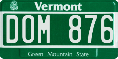 VT license plate DOM876