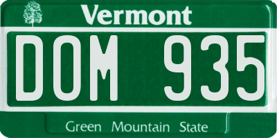 VT license plate DOM935